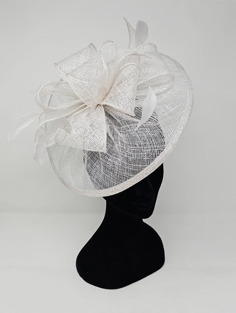 Dove Silver Looped Round Disc Fascinator