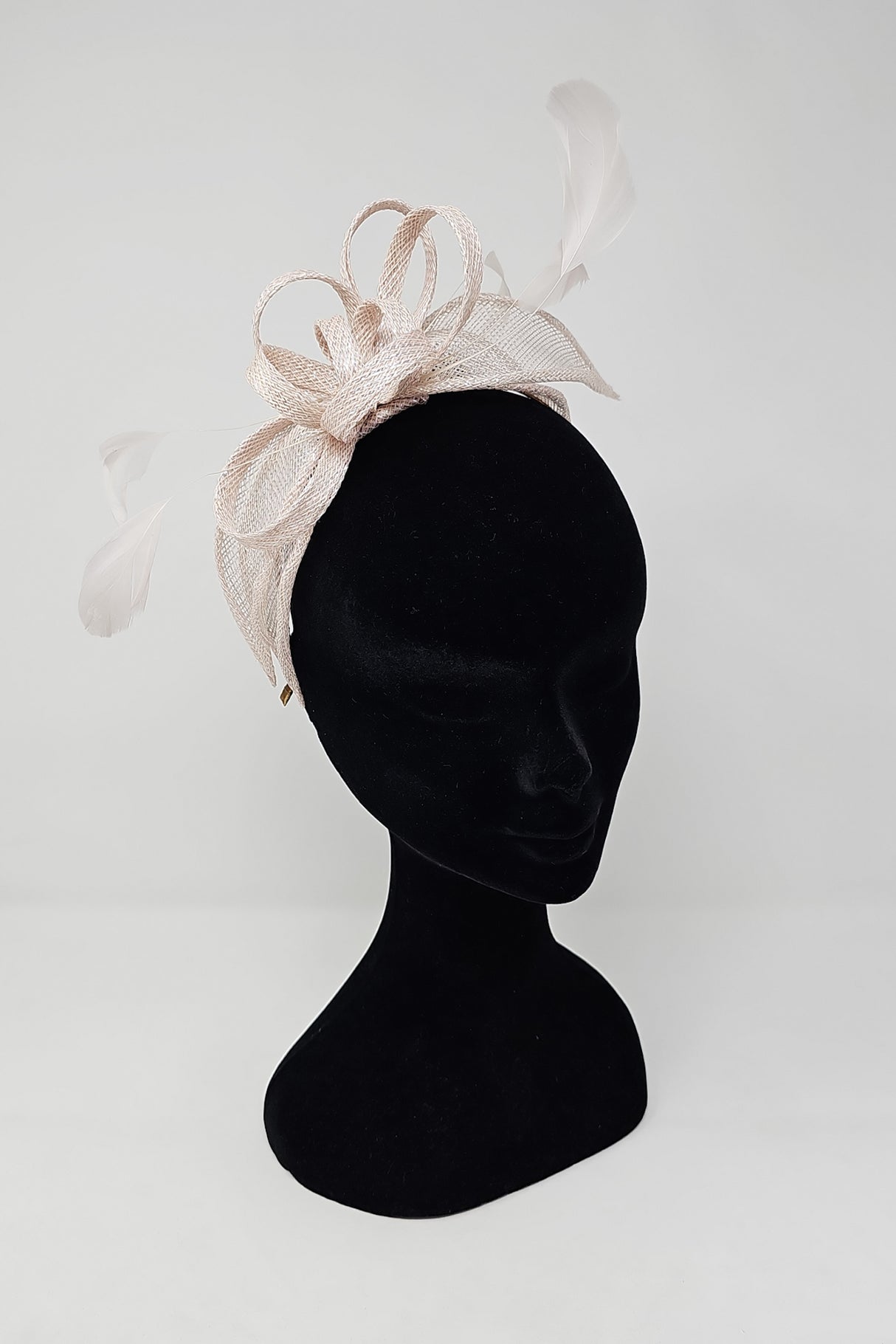 Oyster Silver Looped Feather Hairband Fascinator