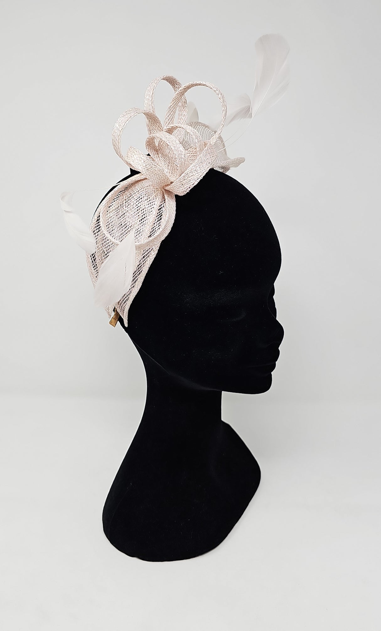 Oyster Silver Looped Feather Hairband Fascinator