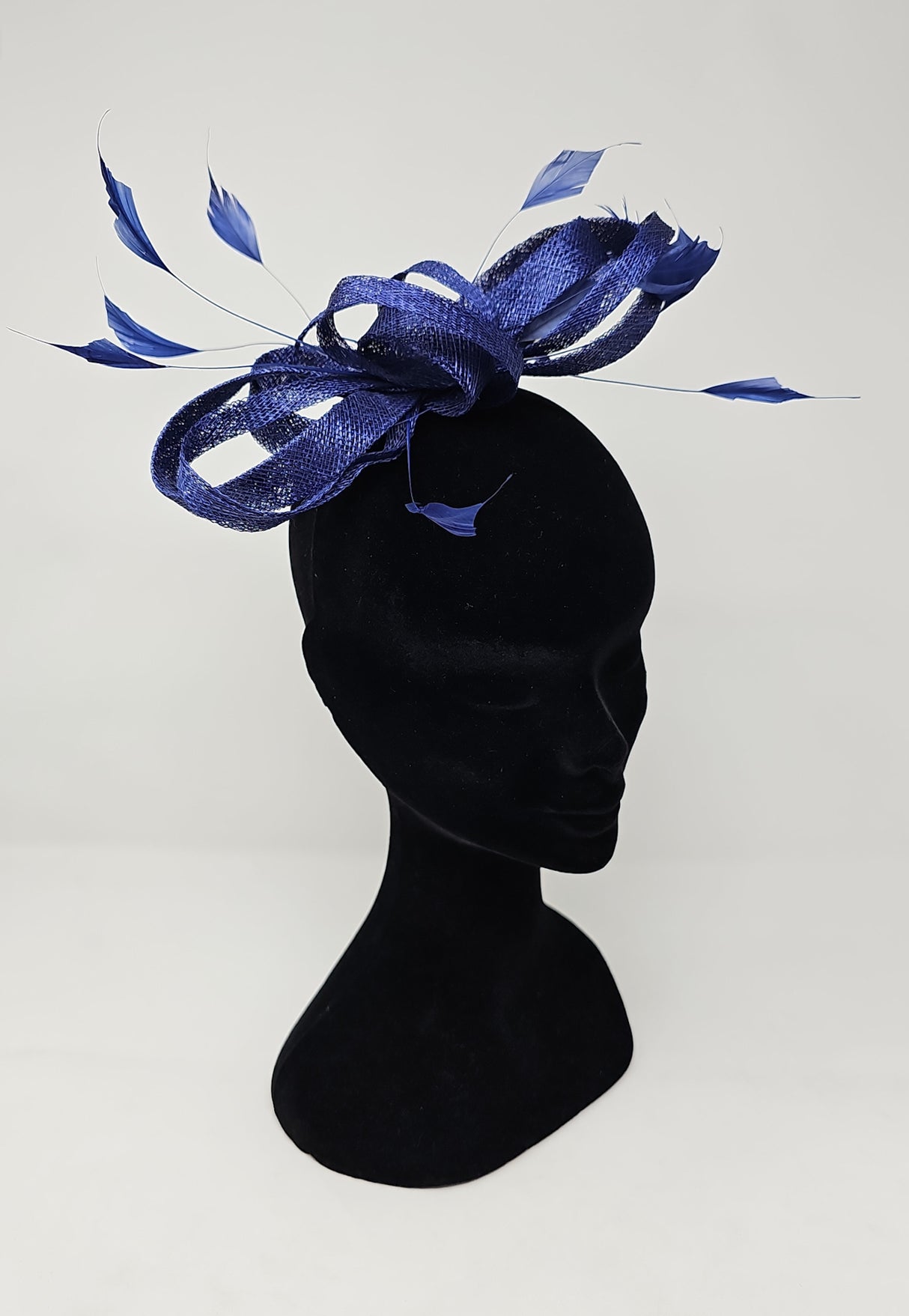Marine Blue Slide Feather Fascinator Clip