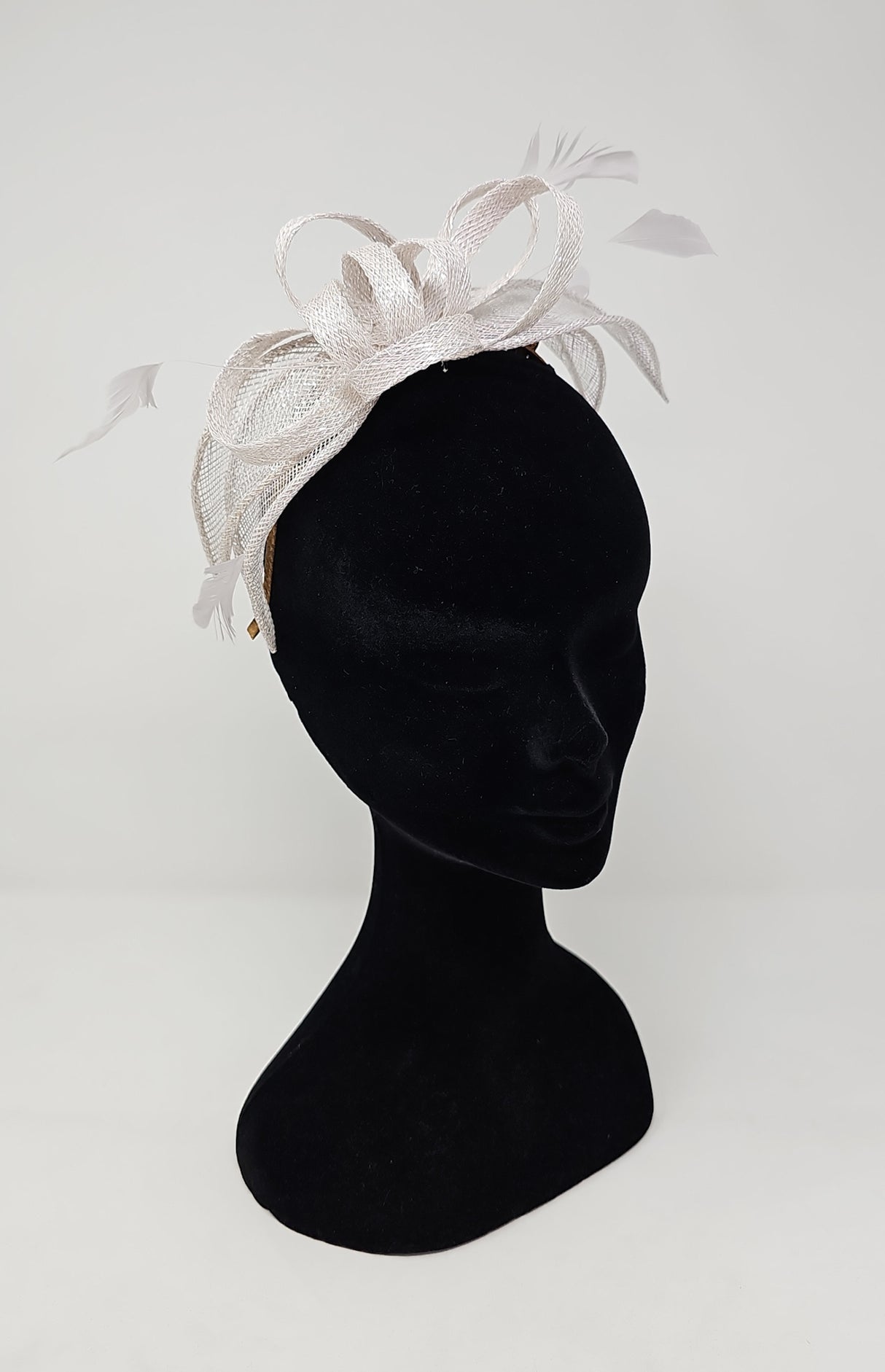 Dove Silver Looped Feather Hairband Fascinator