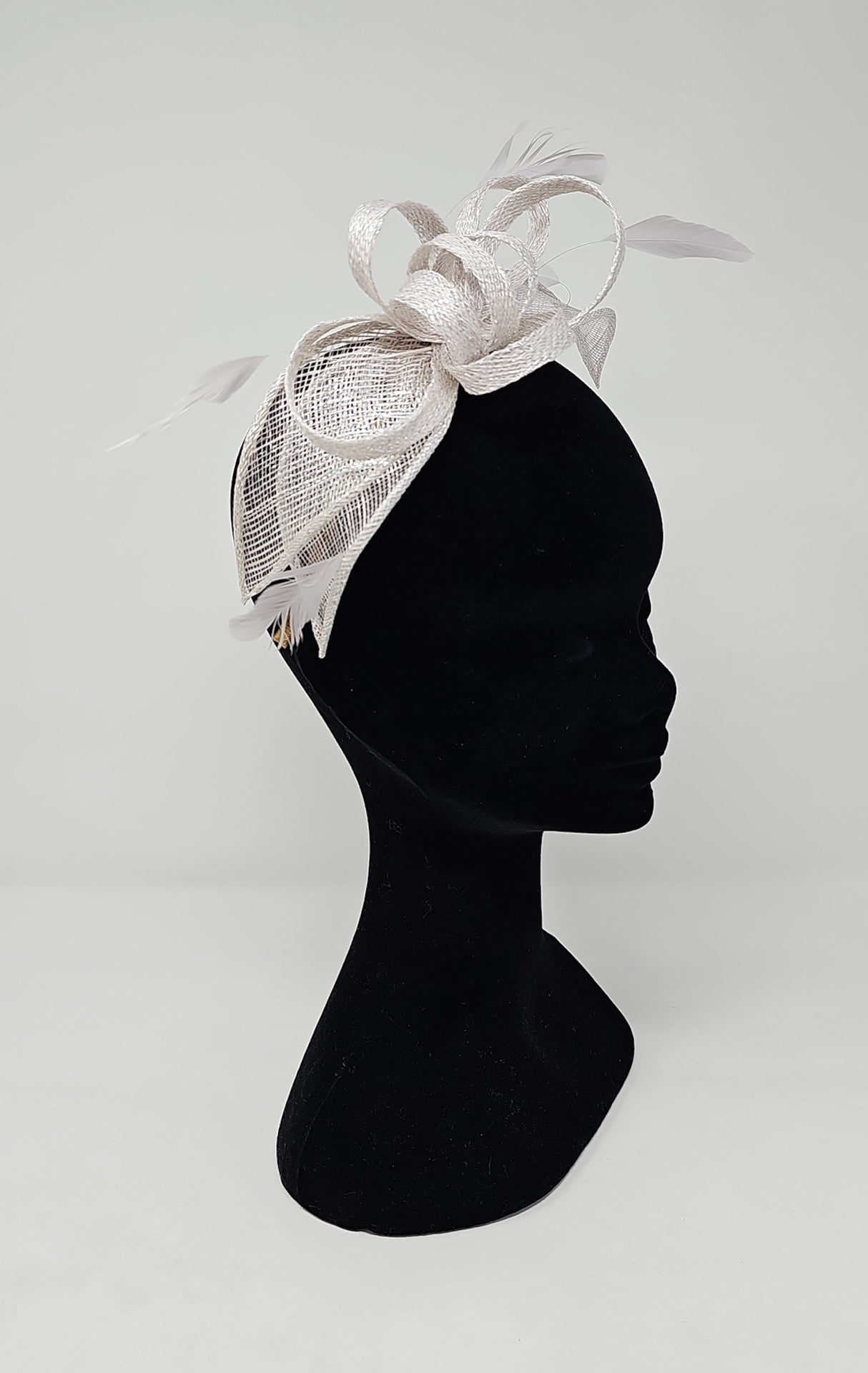 Dove Silver Looped Feather Hairband Fascinator