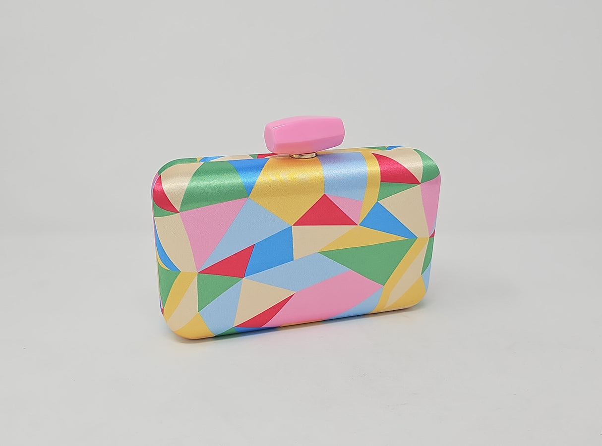 Multicolour Pink Box Clutch Bag