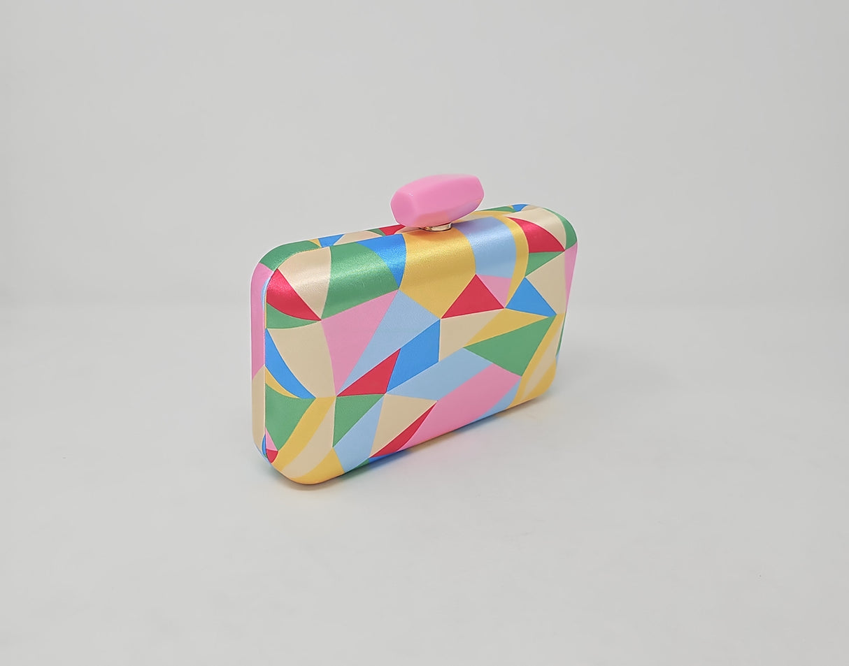 Multicolour Pink Box Clutch Bag