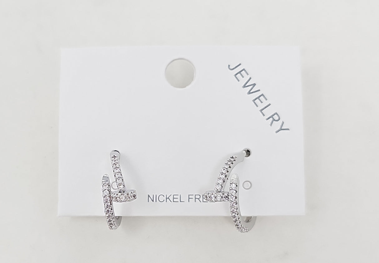 Crystal Silver Hoop Earrings