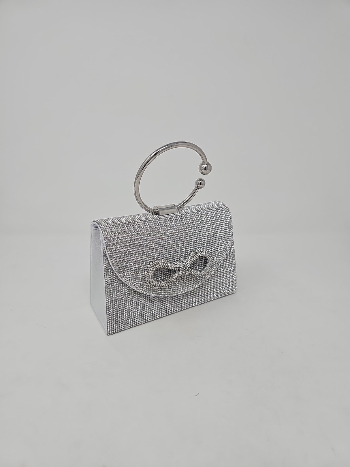 Silver Bow Crystal Mini Handbag