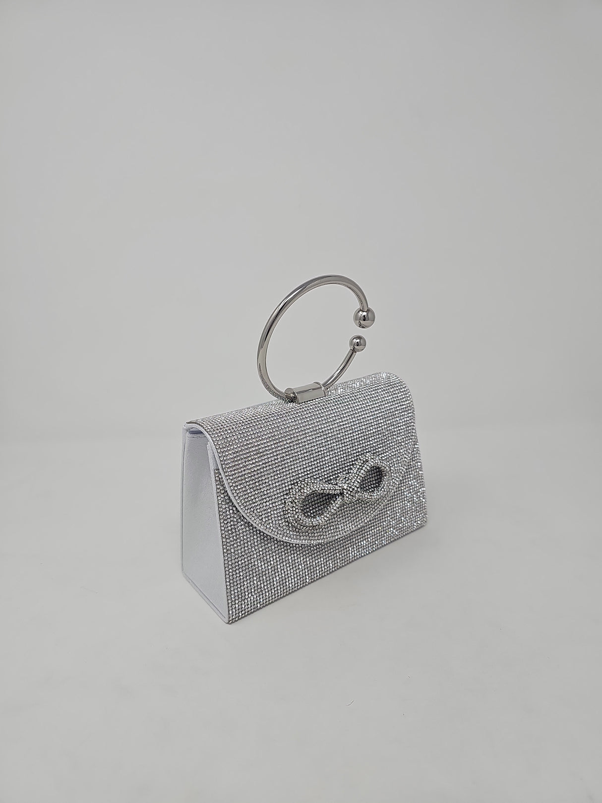Silver Bow Crystal Mini Handbag