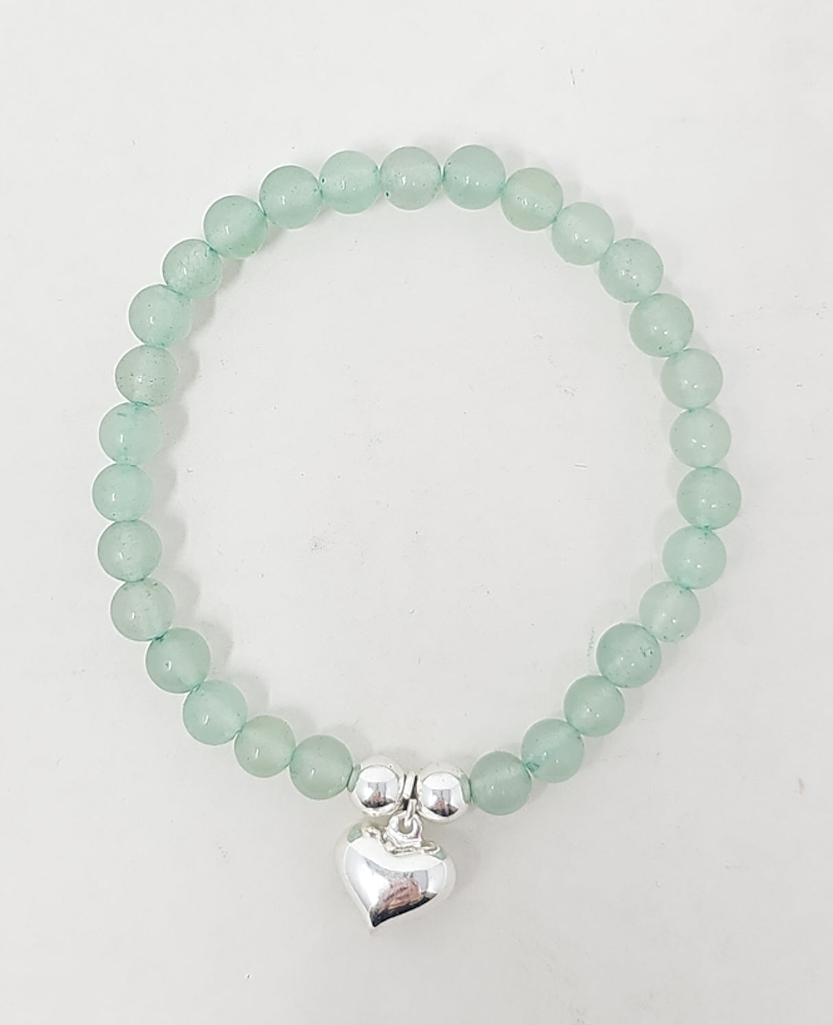 Zelly Green Adventurine Beaded Heart Charm Bracelet