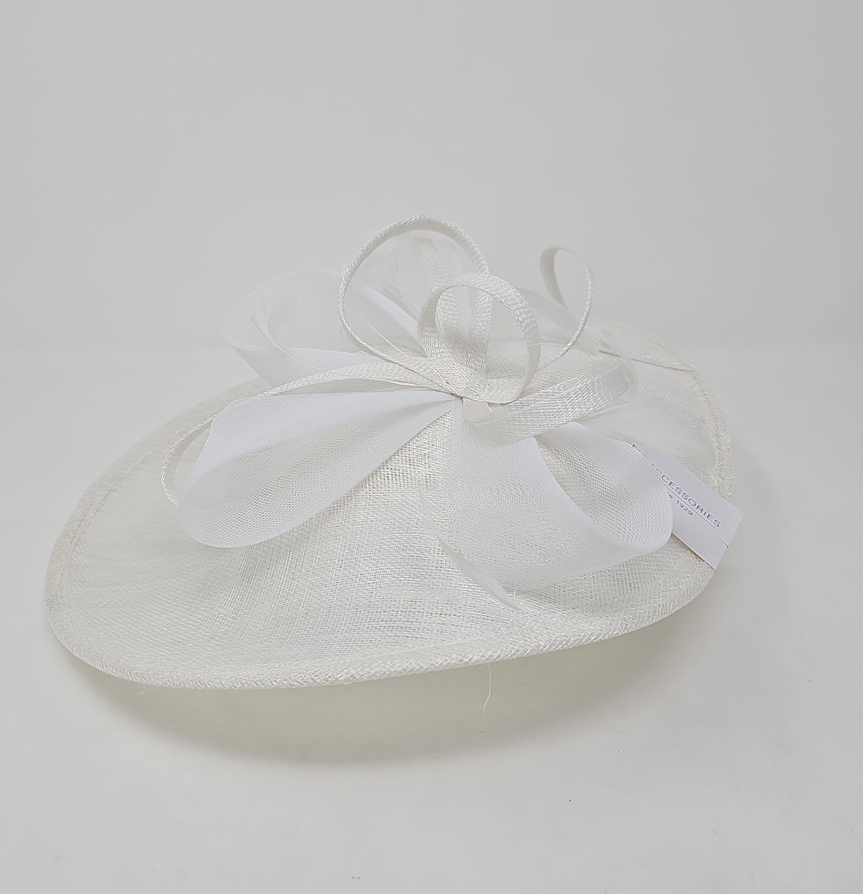 White Looped Bow Round Disc Fascinator
