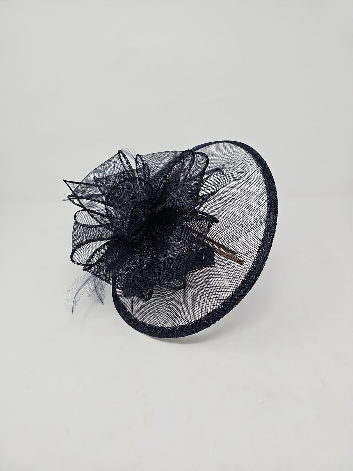 Navy Looped Round Disc Fascinator