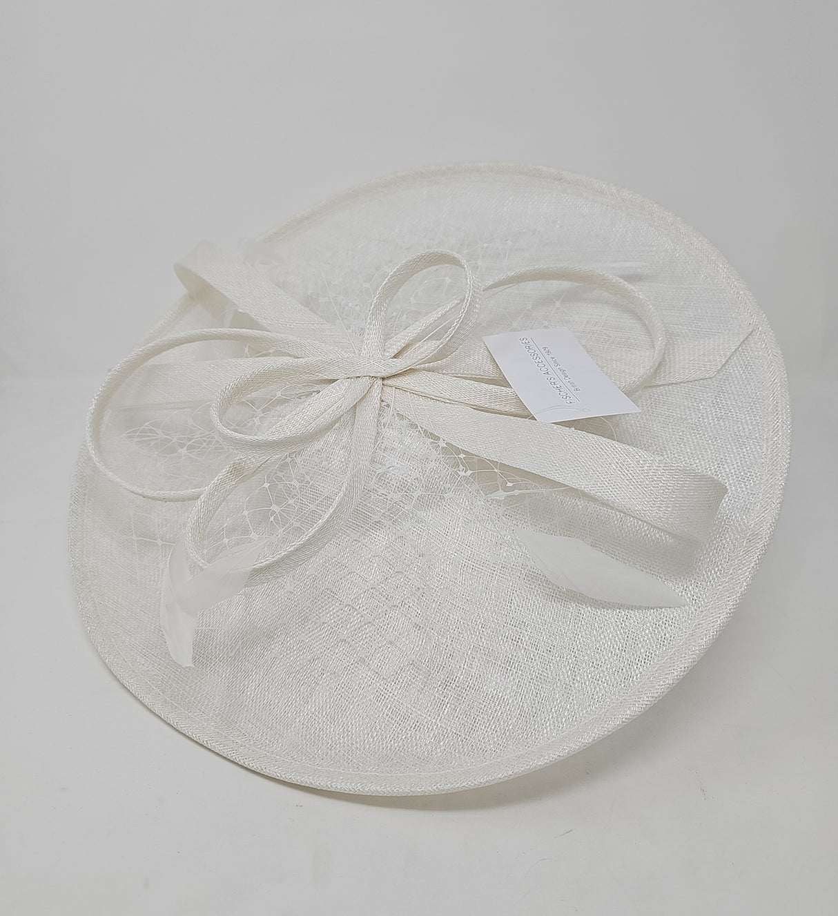 White Looped Bow Round Disc Fascinator