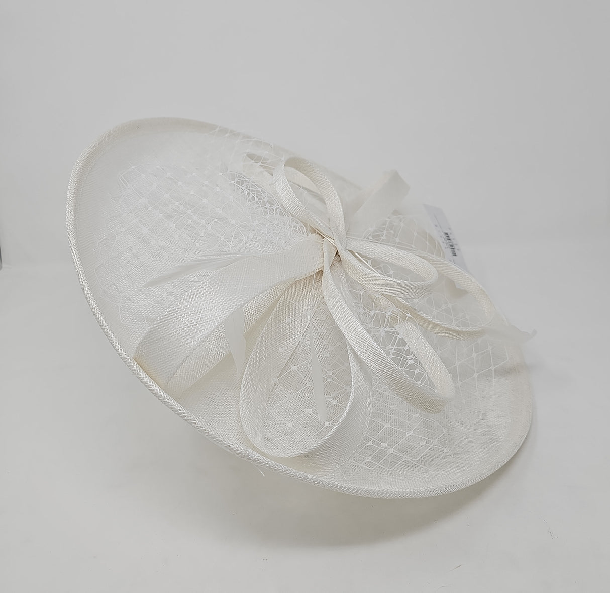 White Looped Bow Round Disc Fascinator