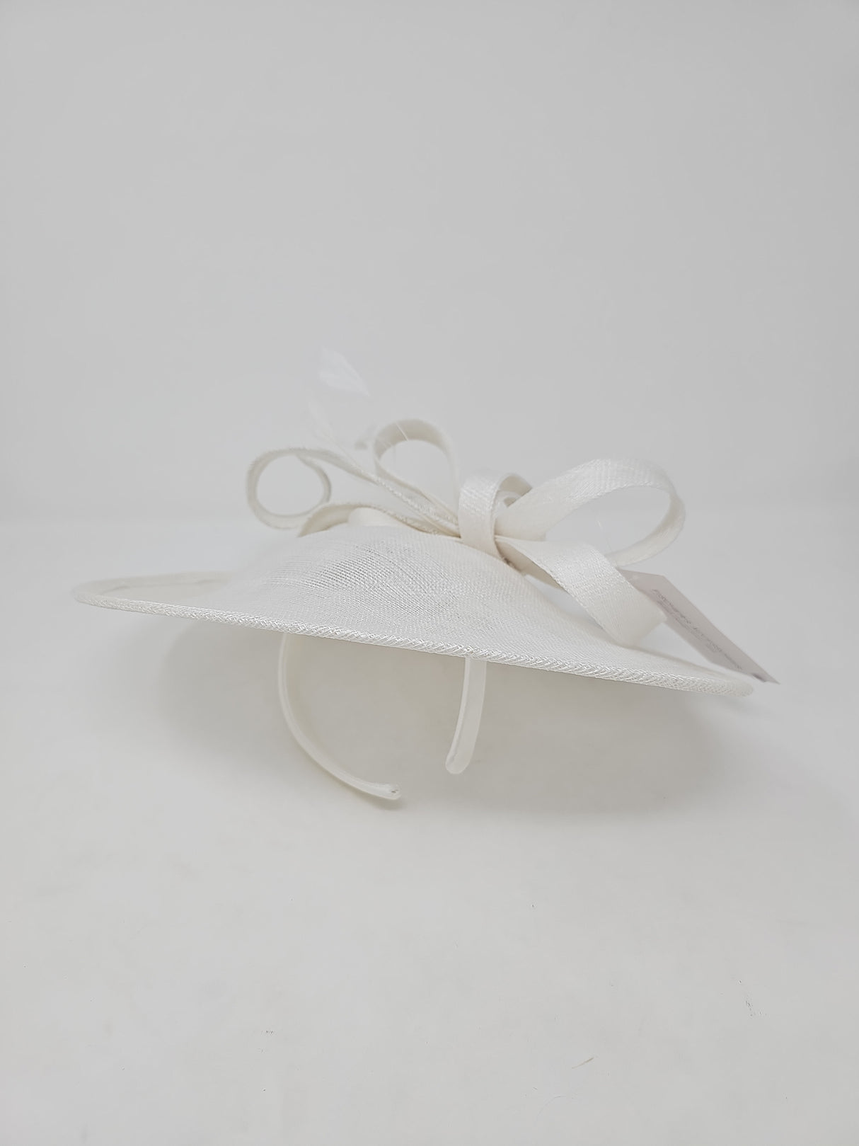 White Oval Disc Hairband Fascinator