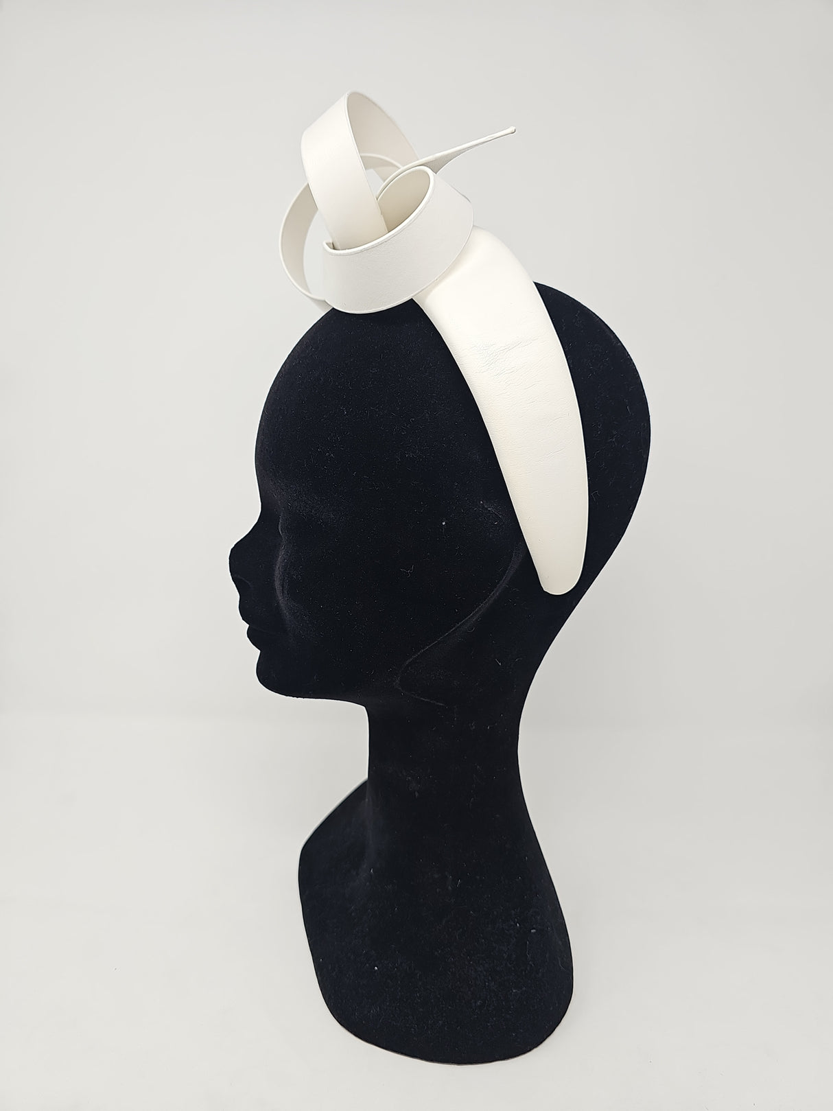 White Bridal Leatherette Bow Hairband Fascinator