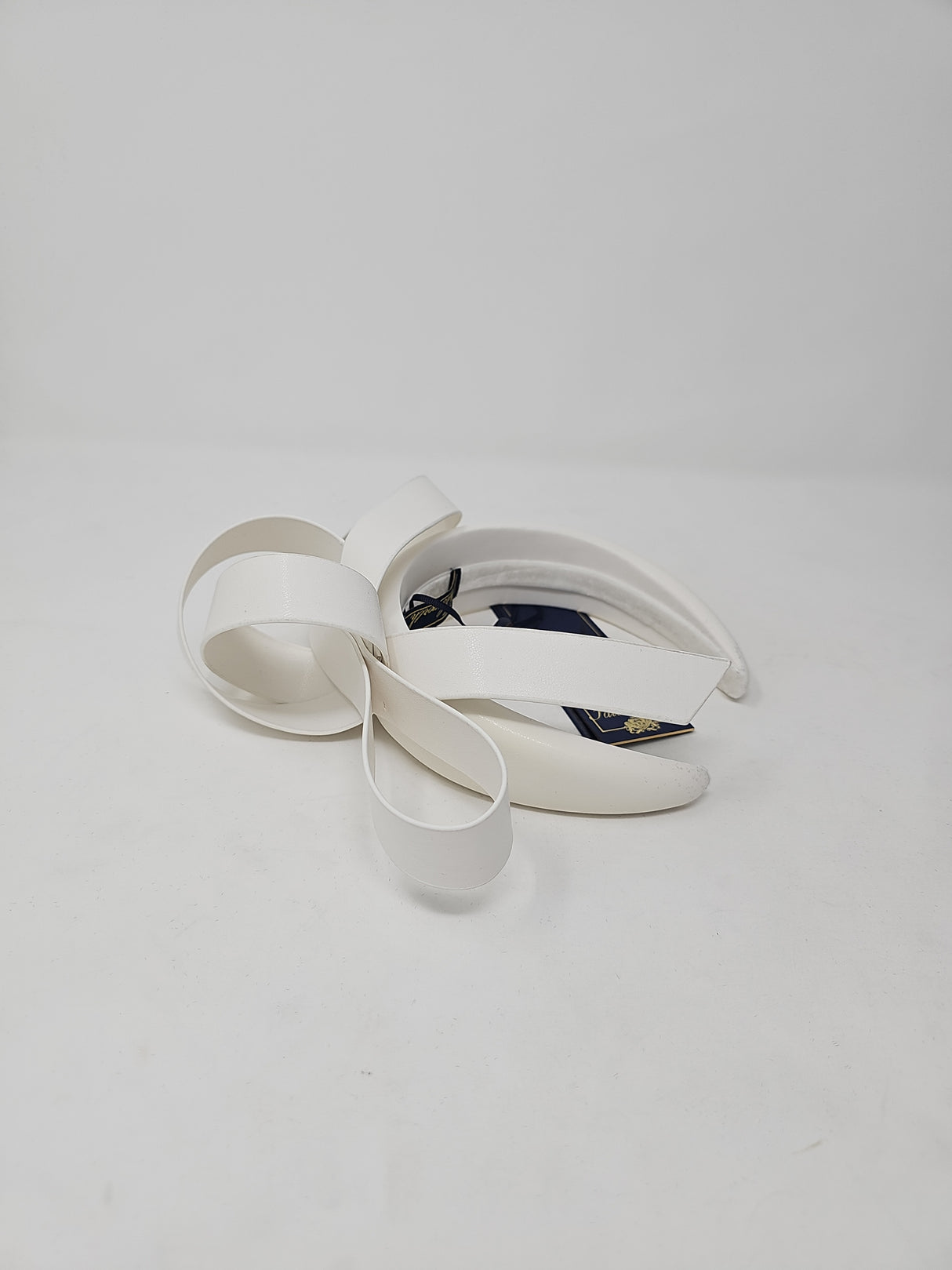 White Bridal Leatherette Bow Hairband Fascinator