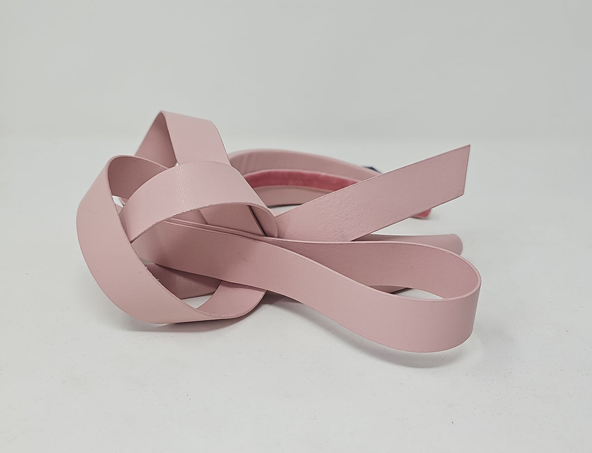 Quartz Pink Leatherette Bow Hairband Fascinator