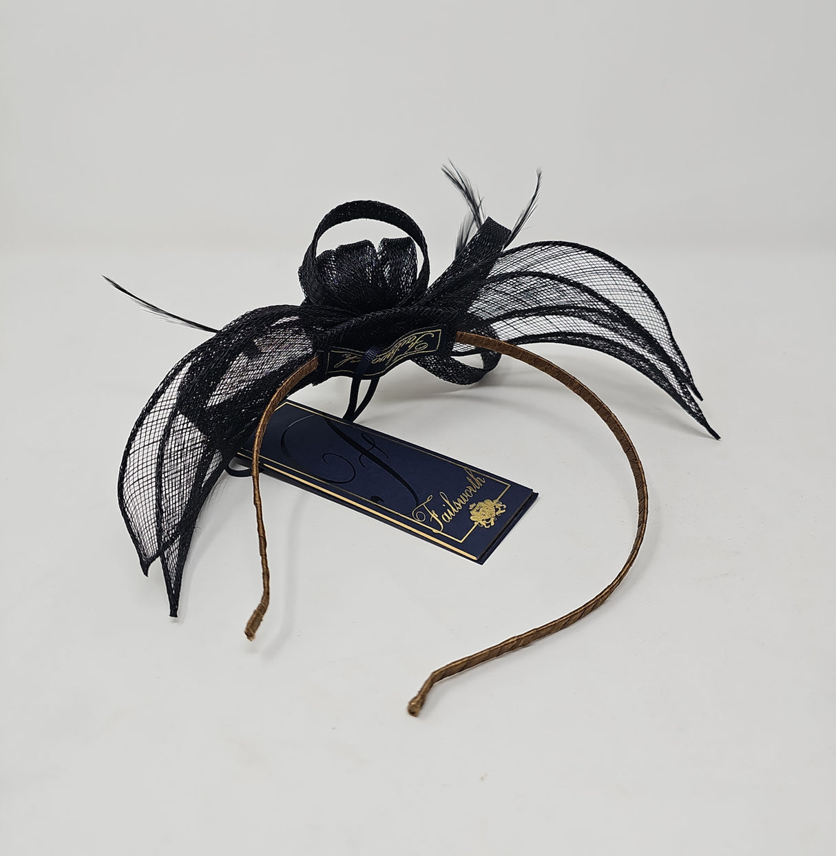 Black Looped Feather Hairband Fascinator