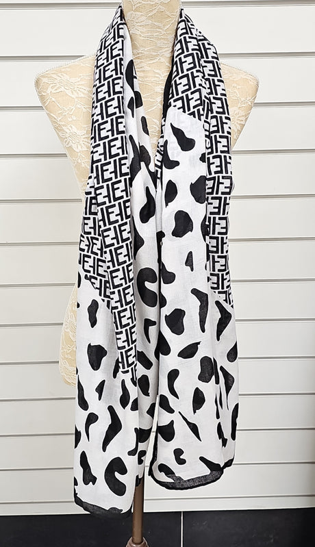 Black & Ivory Designer Inspired Scarf