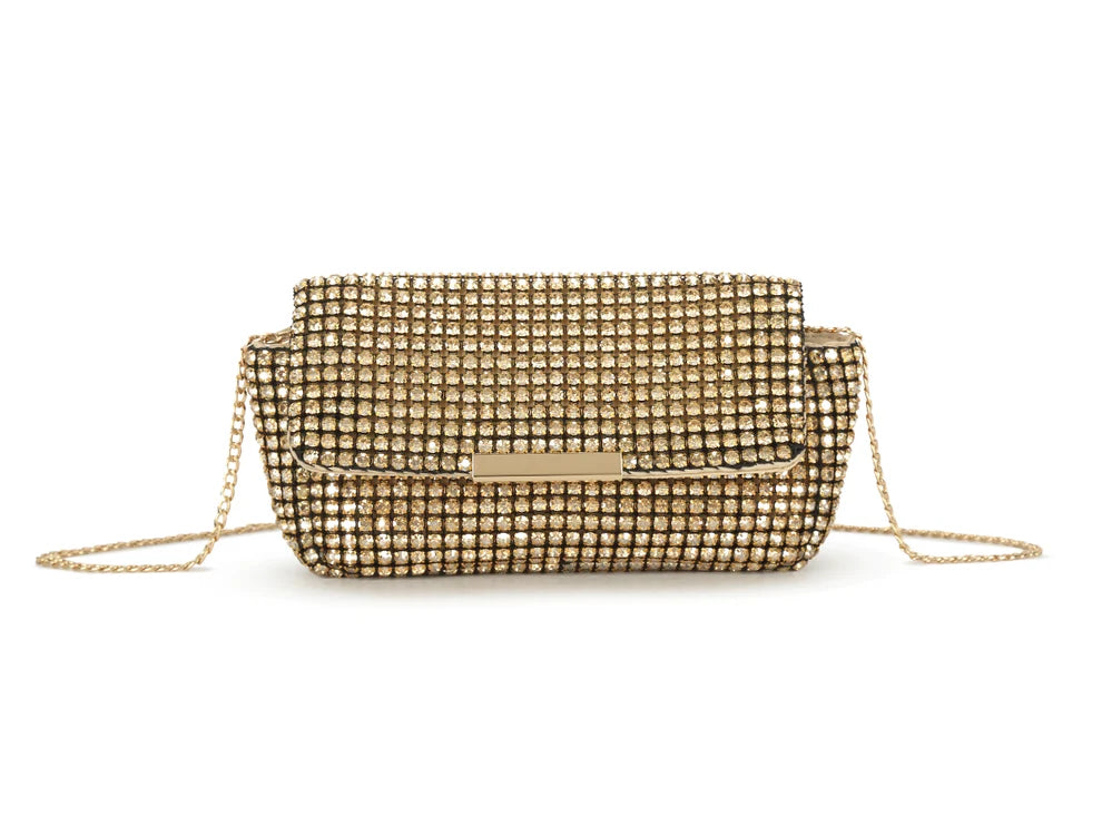 Gold Diamante Mini Clutch Bag