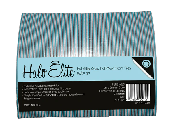 Halo Elite Zebra Half Moon Foam Files 80/80 50 Pack