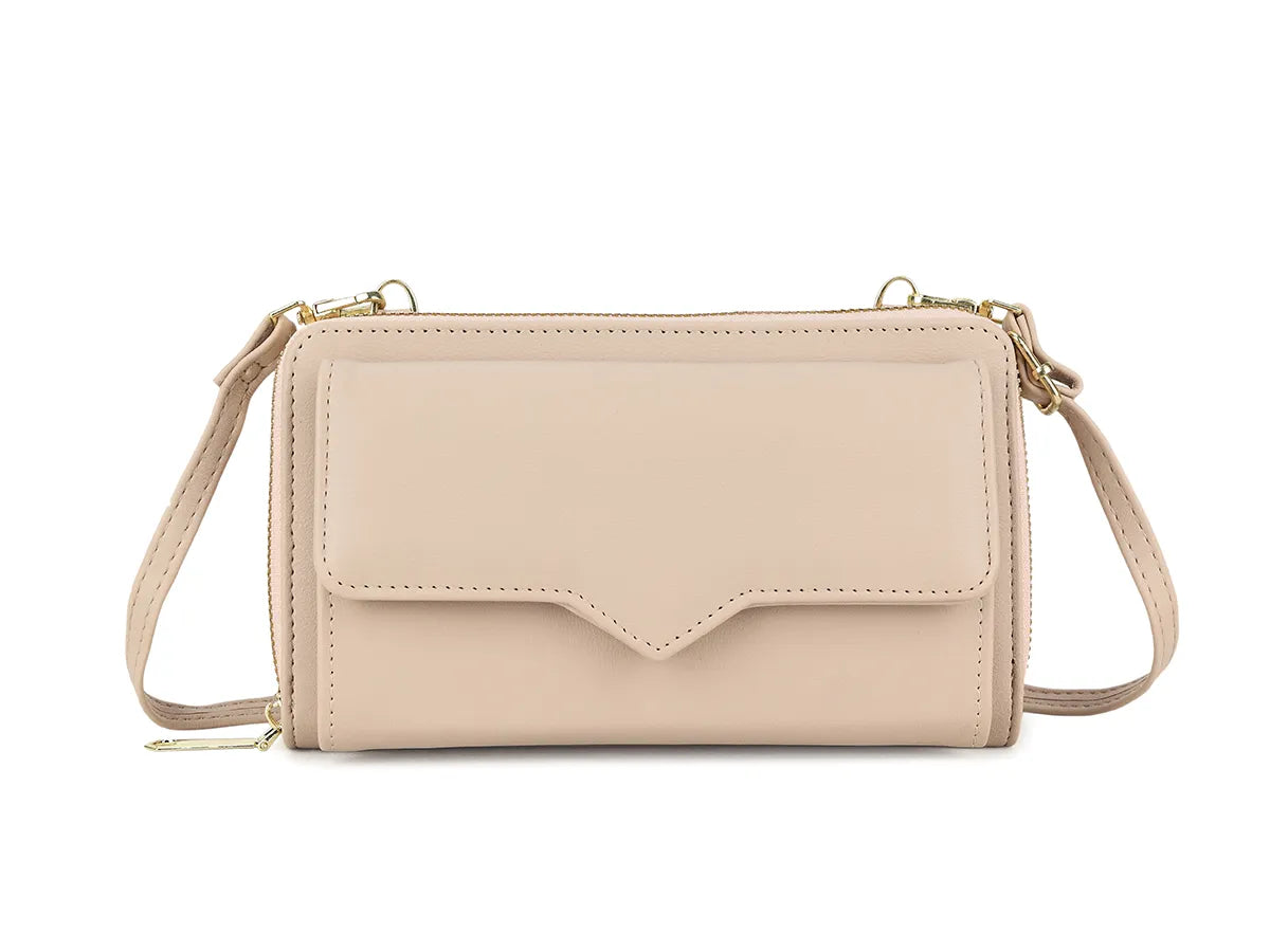 Nude Zip Around Wallet Purse With Strap