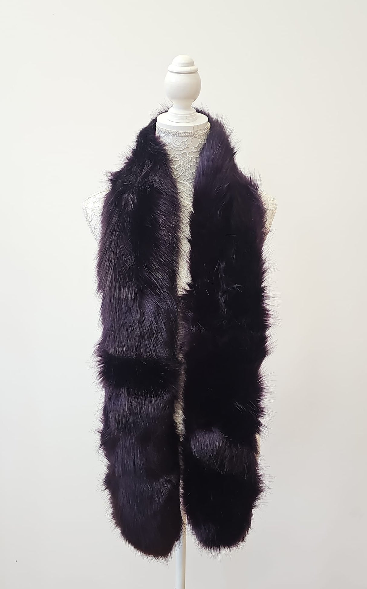 Purple Berry Long Fur Scarf