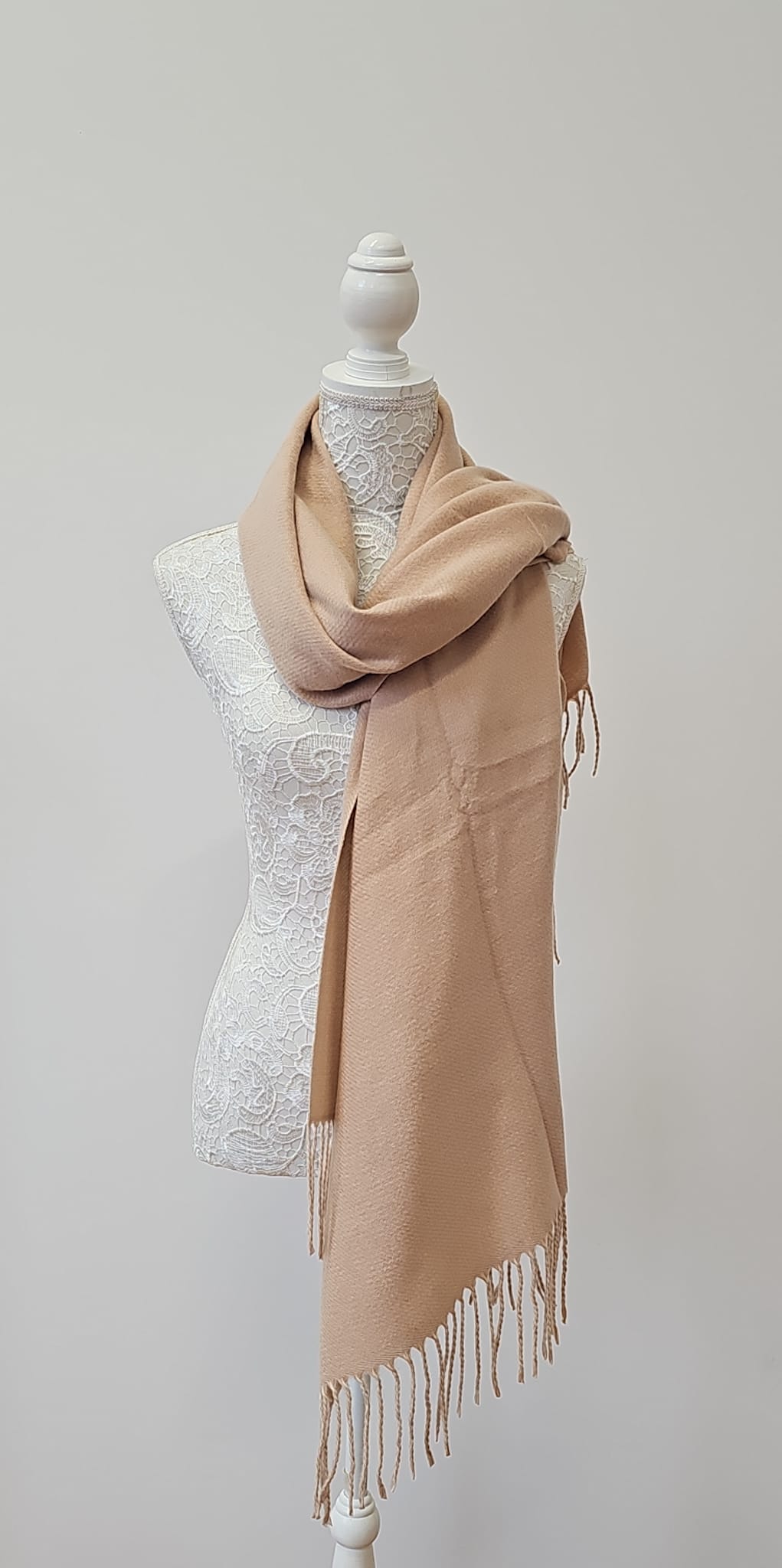 Caramel Beige Cashmere Blend Scarf