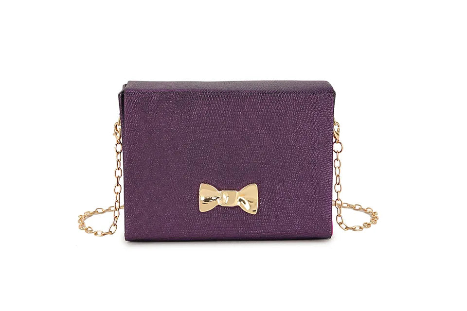 Purple Bow Mini Clutch Bag