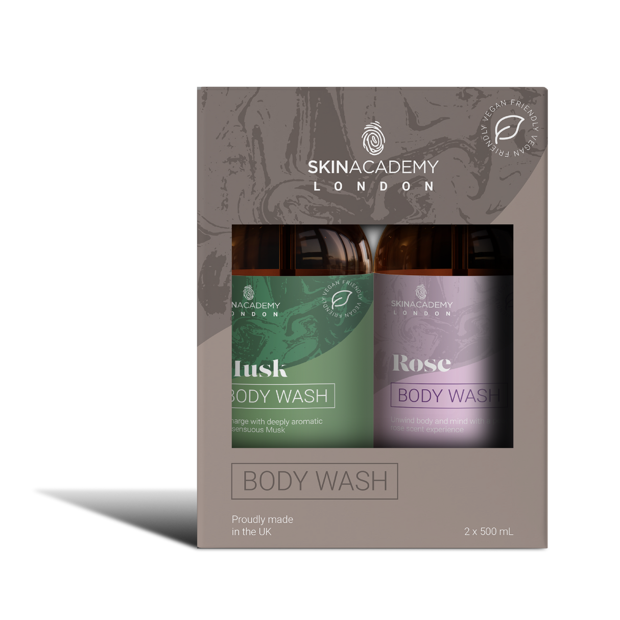 Skin Academy London Body Wash Duo Musk & Rose 500ml x2