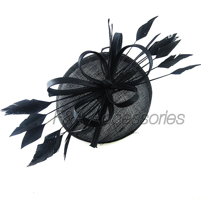 Black Feather Round Clip On Fascinator