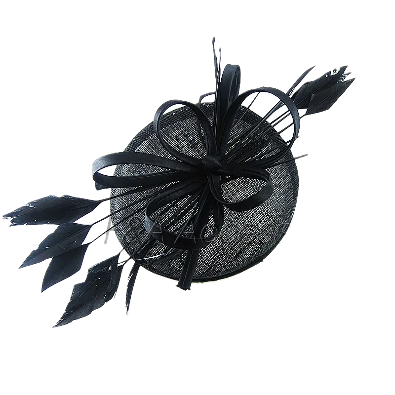 Black Feather Round Clip On Fascinator
