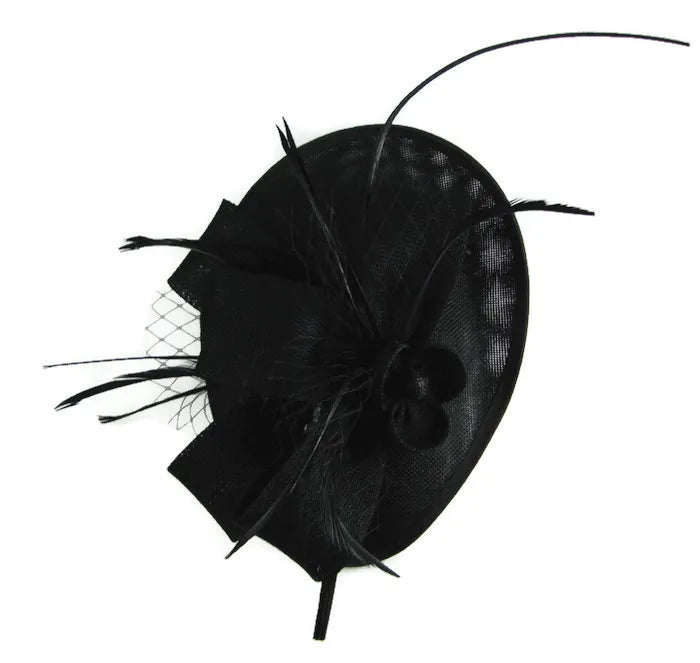 Black Feather Oval Hairband Fascinator