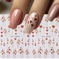 Dream Goddess Nails Red & Gold Heart Design Nail Stickers 2 Pack
