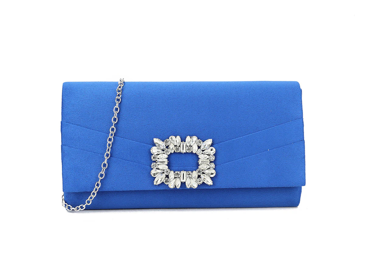 Royal Blue Crystal Embellished Clutch Bag