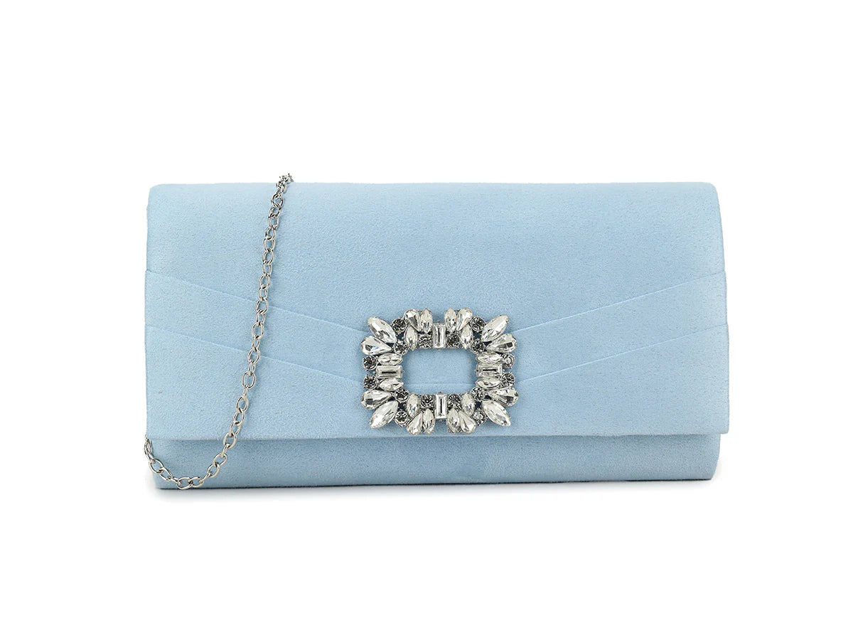 Serenity Pale Blue Crystal Embellished Clutch Bag