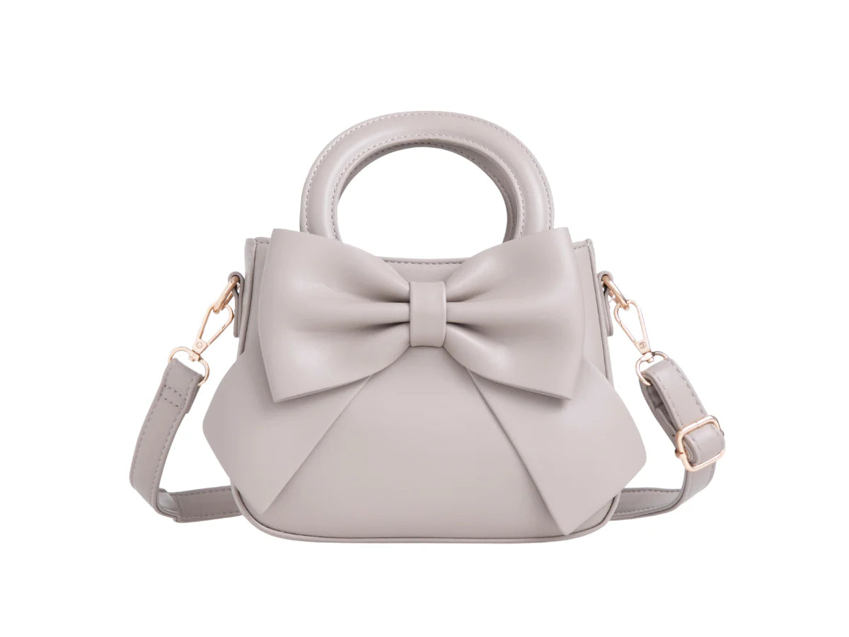 Pale Grey Bow Mini Clutch Bag