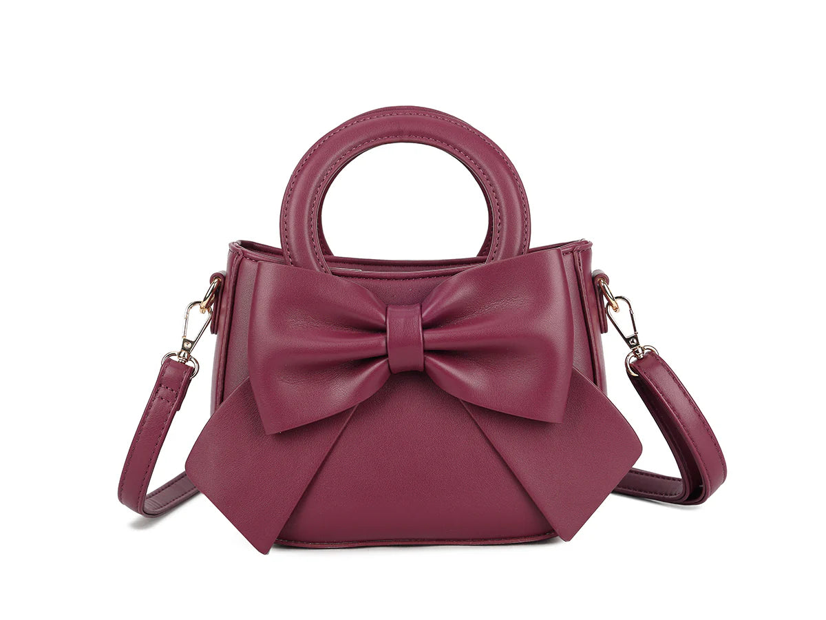 Burgundy Bow Mini Clutch Bag