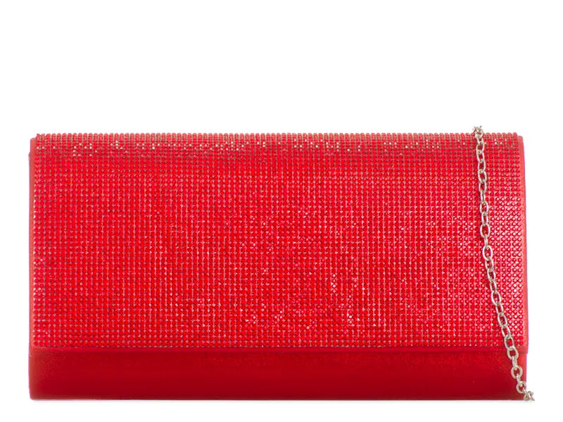 Red Diamante Jewelled Clutch Bag