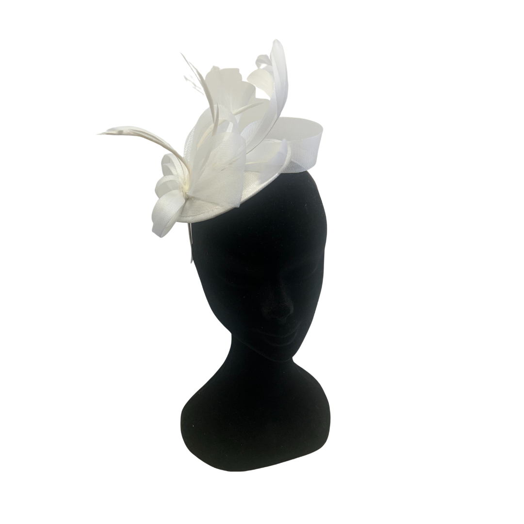 White Loop Knot Feather Fascinator