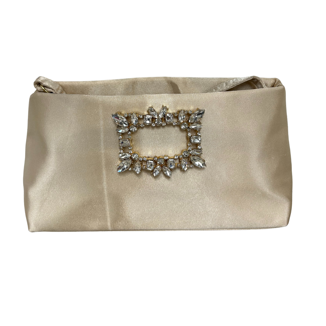 Gold Beige Satin Evening Bag