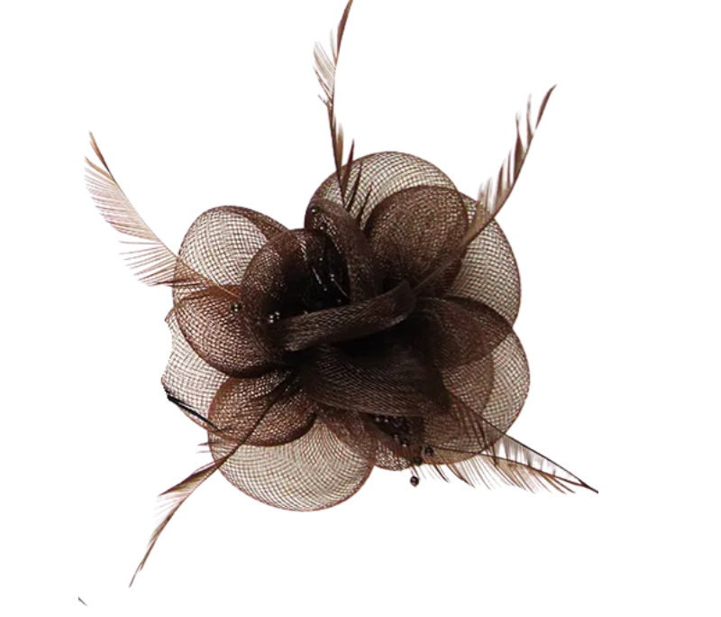 Chocolate Brown Flower Bud Strands Hair Clip