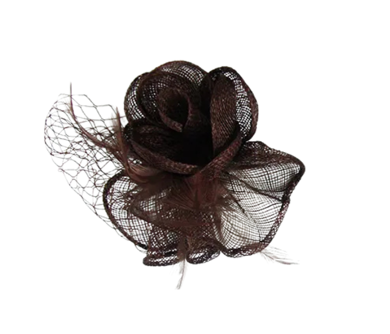 Coffee Brown Flower Bud Net Hair Clip
