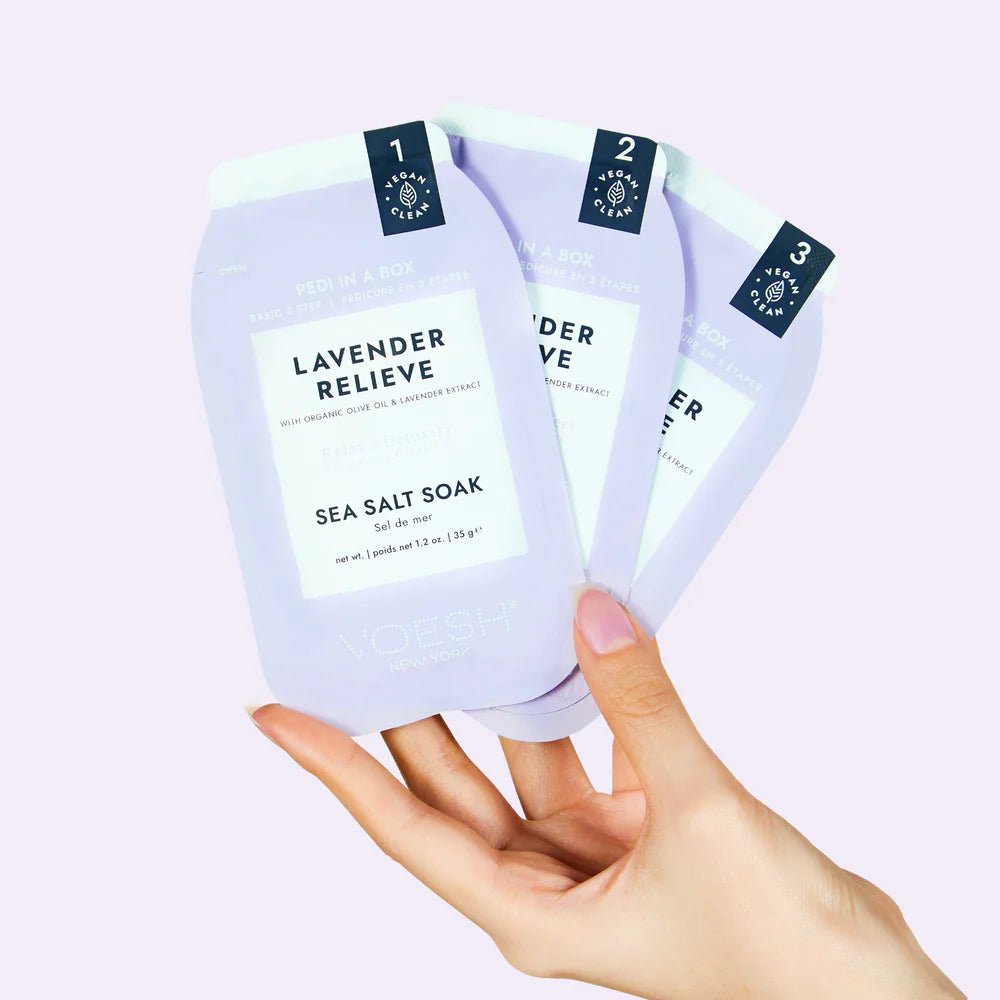 Voesh Basic 3 Step Pedi In A Box Lavender Relieve