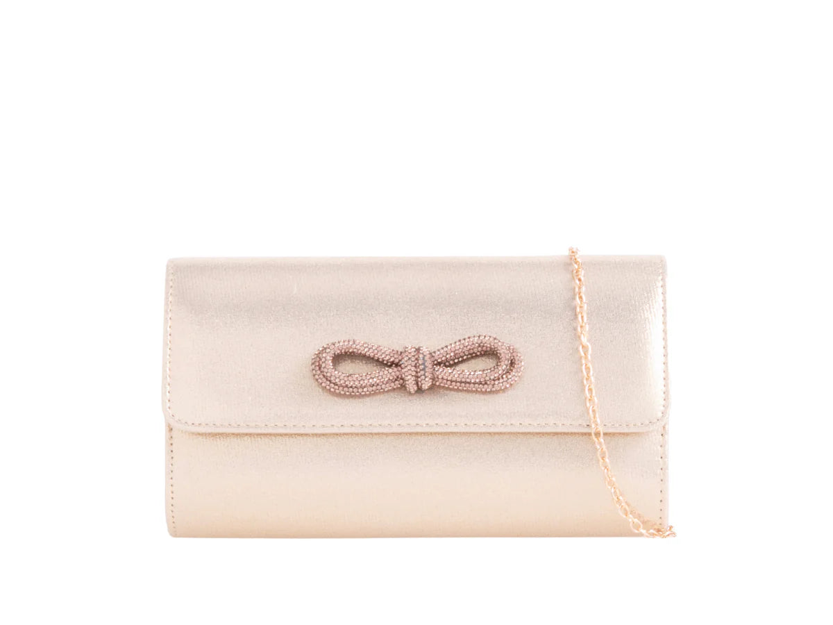 Gold Shimmer Bow Clutch Bag