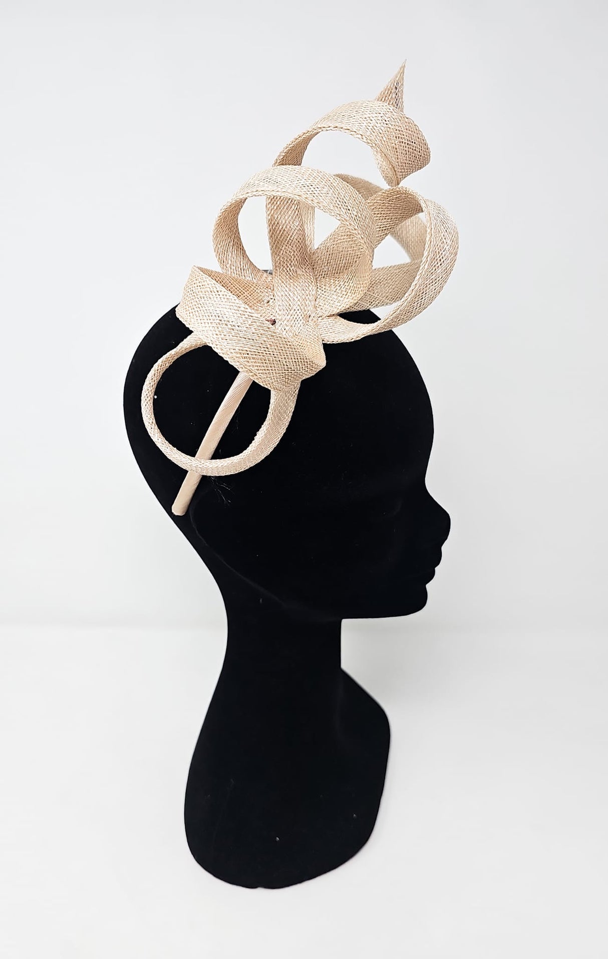 Champagne Looped Sinnamay Feather Hairband Fascinator