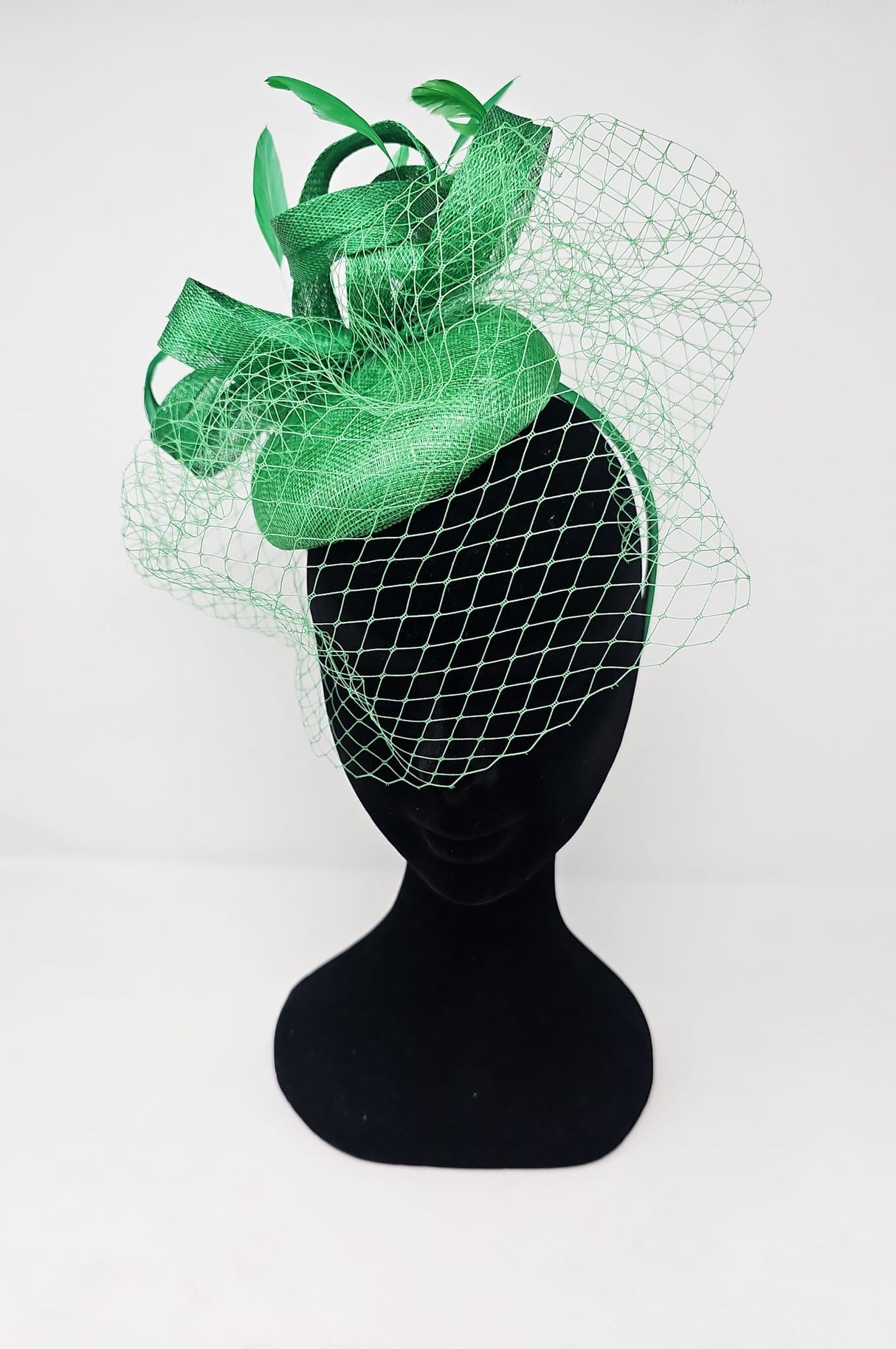 Emerald Green Veil Net Looped Hairband Fascinator