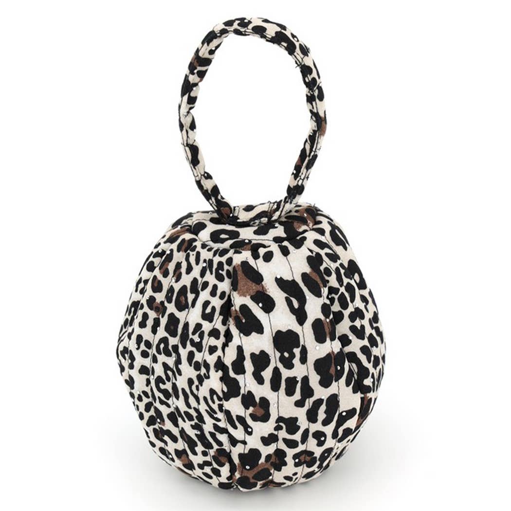 Nude Animal Print Rhinestone Studded Quilted Bag