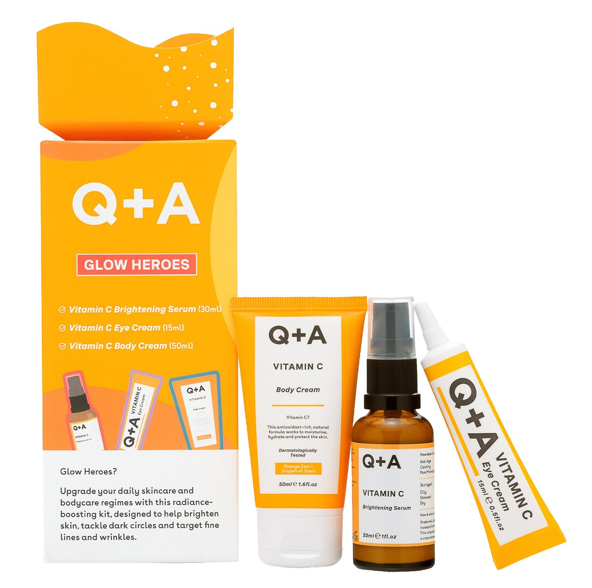 Q+A Holiday Glow Heroes Vitamin C Skincare Kit