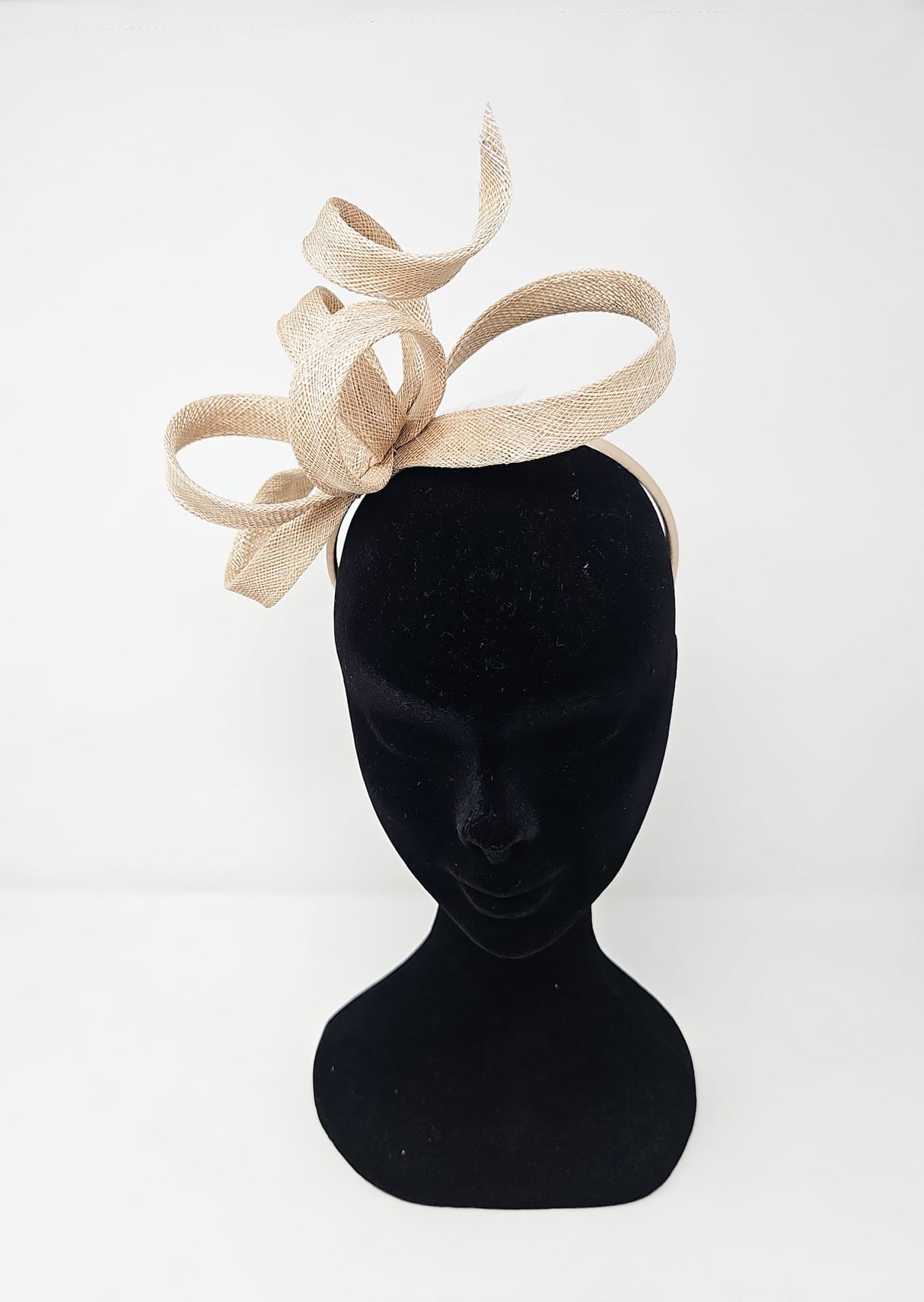 Champagne Looped Sinnamay Feather Hairband Fascinator