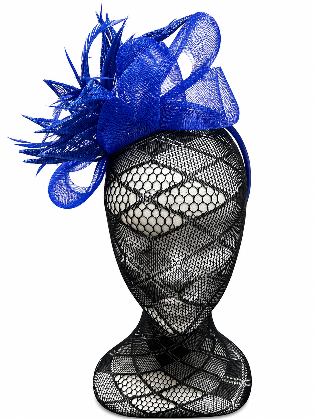 Sapphire Blue Bow Feather Hairband Fascinator